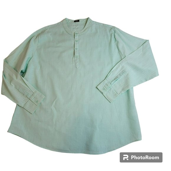 Coof Andy Tunic Shirt, Men 3XL, Mint Green,Cotton, Long Sleeve, Lightweight, EUC - Picture 5 of 13
